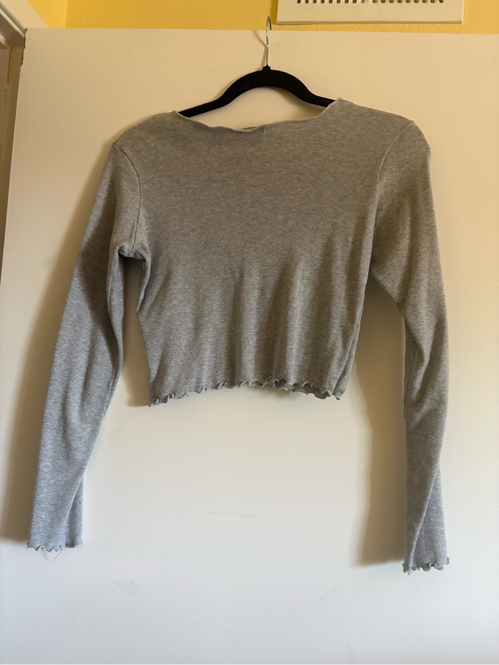 Brandy Melville Wynn Gray Long Sleeve Crop Top - Picture 3 of 4